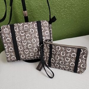 GUESS Monogram Crossbody and Wristlet Set
